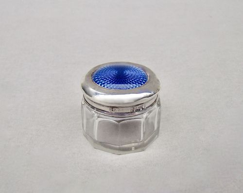 Charming George V Silver & Enamel Rouge Pot by Hart & Sons, London 1913