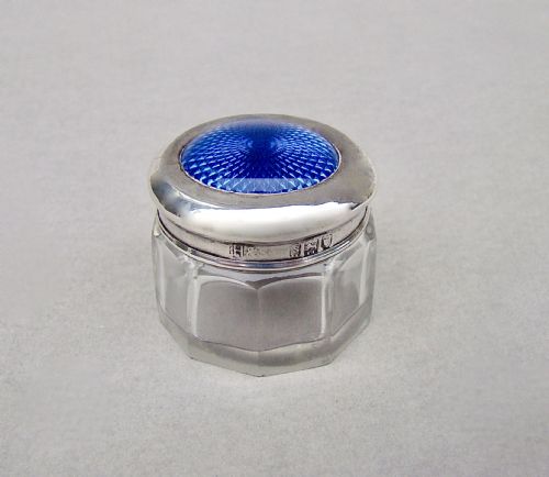 fig 2. CHARMING GEORGE V SILVER & ENAMEL ROUGE POT BY HART & SONS, LONDON 1913