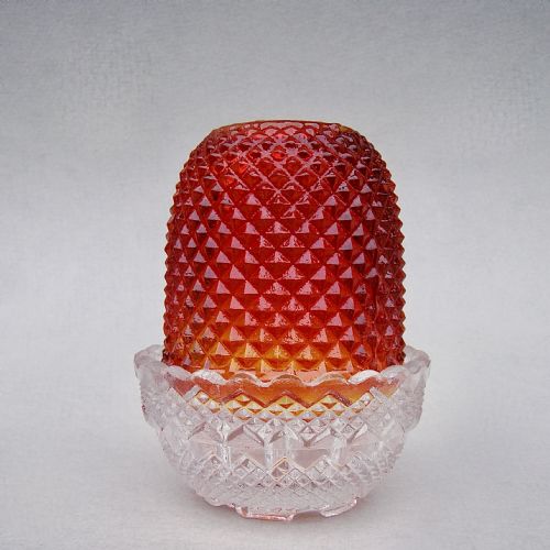Rare Small Victorian "Clarke" Pyramid Orange Glass Fairy Light , Circa 1880
