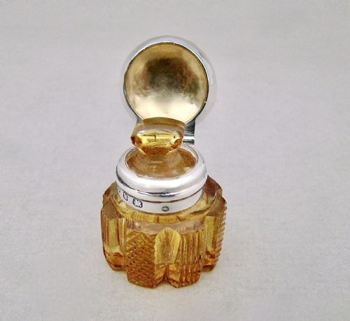 fig 3. MINIATURE SILVER & AMBER GLASS SCENT BOTTLE BY THE MOUSLEY BROTHERS, BIRMINGHAM 1896