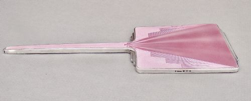 fig 2. FABULOUS ART DECO SILVER AND GUILLOCHE ENAMEL HAND MIRROR BY HASSET & HARPER, BIRMINGHAM 1935