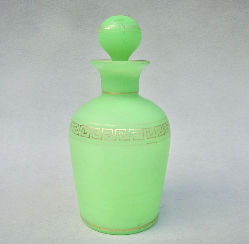 Rare French Uranium Opaline & Gilt Glass Scent Bottle, Circa 1880