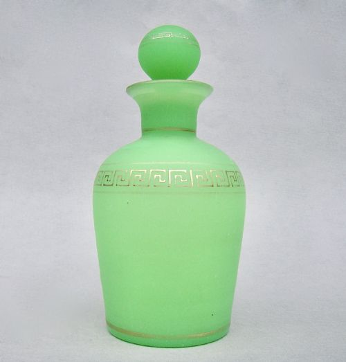 fig 2. RARE FRENCH URANIUM OPALINE & GILT GLASS SCENT BOTTLE, CIRCA 1880