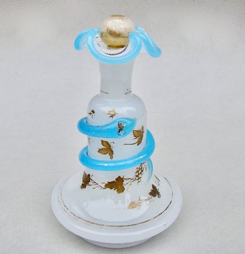 Rare French Baccarat White Opaline "Snake" Glass Scent Bottle, Circa 1860