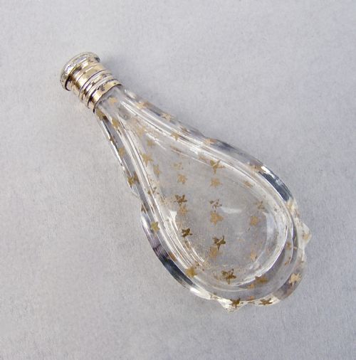 fig 3. RARE 19TH C. FRENCH PALAIS ROYAL GILT GLASS SCENT BOTTLE IN OPALINE GLASS