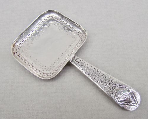 Unusual Georgian Silver Caddy Spoon by William Collings, London 1794