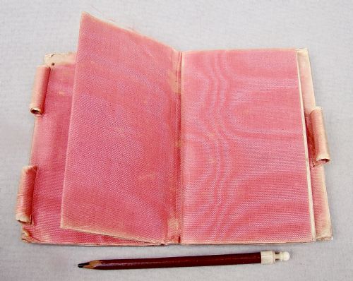 fig 1. CHARMING FRENCH PALAIS ROYAL SILVER & MOTHER OF PEARL NOTEBOOK HOLDER, CIRCA 1880