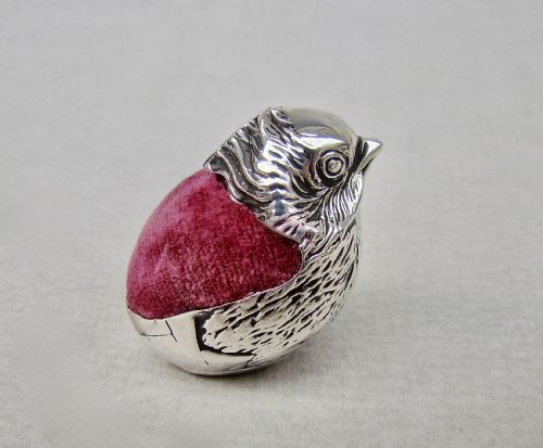 Silver "Hatching Chick" Pin Cushion by Sampson Mordan & Co, Chester 1907