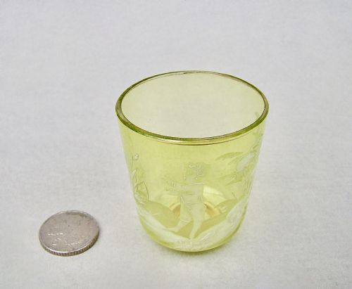 fig 1. VICTORIAN MINIATURE MARY GREGORY YELLOW GLASS BEAKER, CIRCA 1890