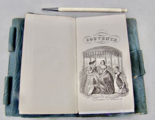 fig 1. 19TH CENTURY FRENCH SILVER INLAID TORTOISESHELL SOUVENIR NOTEBOOK, CIRCA 1880