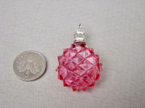 fig 1. RARE MINIATURE SILVER & CUT GLASS CHATELAINE SCENT BOTTLE, CIRCA 1860
