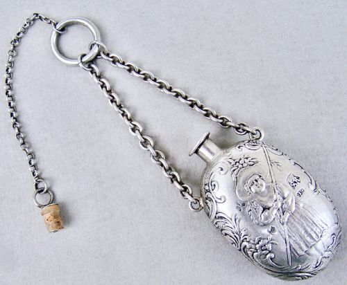 fig 2. HANAU SILVER SCENT BOTTLE BY SIMON ROSENAU, IMPORT MARKS FOR SHEFFIELD 1894