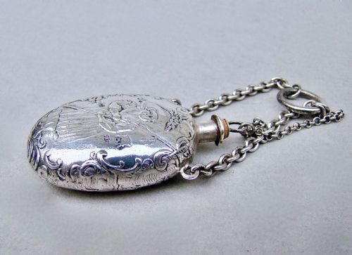 fig 3. HANAU SILVER SCENT BOTTLE BY SIMON ROSENAU, IMPORT MARKS FOR SHEFFIELD 1894
