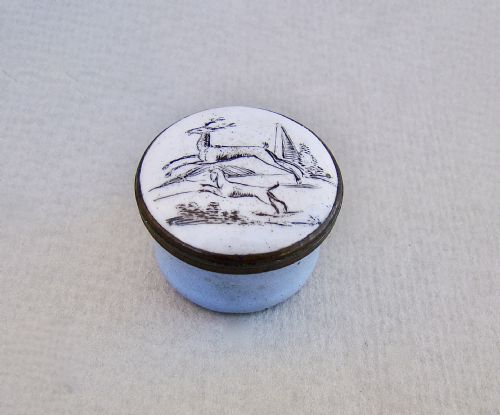Exquisite Georgian Bilston Enamel Patch Box, Circa 1780