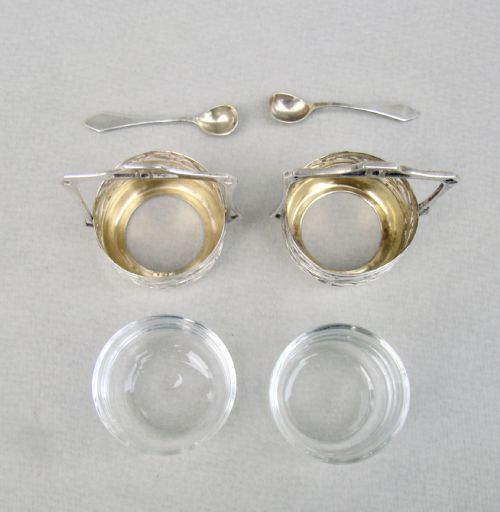 fig 2. EXQUISITE PAIR OF ART NOUVEAU GERMAN SILVER JUGENDSTIL SALTS & SPOONS, CIRCA 1900