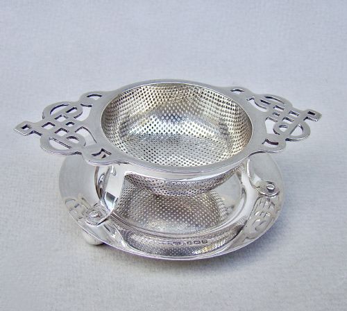 Fabulous Silver Tea Strainer & Stand by Hammond, Turner & Son, Birmingham 1926