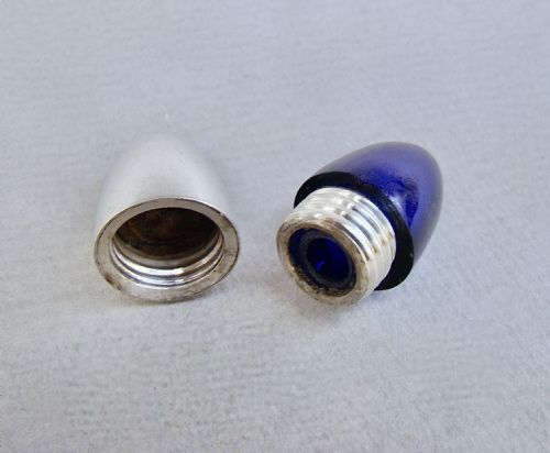 fig 2. EXQUISITE VICTORIAN SILVER AND BRISTOL BLUE GLASS BULLET-SHAPED SCENT BOTTLE, CIRCA 1890