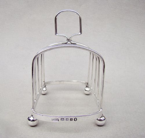GOOD GEORGE V SOLID SILVER TOAST RACK BY J B CHATTERLEY SONS LONDON 1935 - ADDITIONAL PHOTO 1