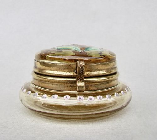 fig 1. DELIGHTFUL FRENCH AMBER GLASS ENAMELLED TRINKET BOX, CIRCA 1890