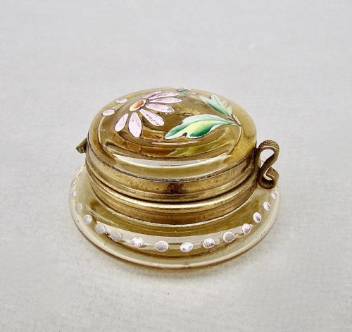 fig 2. DELIGHTFUL FRENCH AMBER GLASS ENAMELLED TRINKET BOX, CIRCA 1890