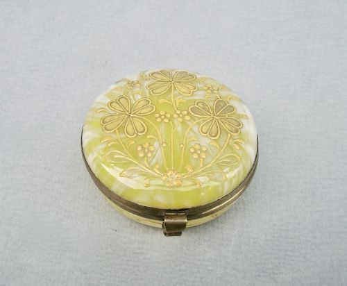 fig 1. RARE FRENCH OPALINE YELLOW GLASS TRINKET BOX, CIRCA 1890