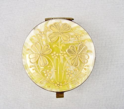 Rare French Opaline Yellow Glass Trinket Box, Circa 1890