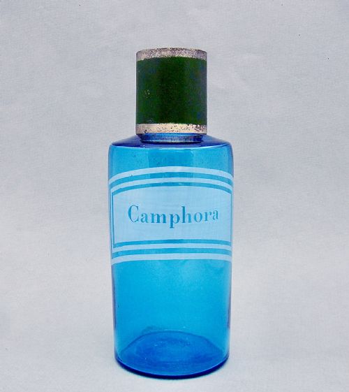 Rare 19th Century French Etched Turquoise Glass Apothecary Jar, Circa 1890