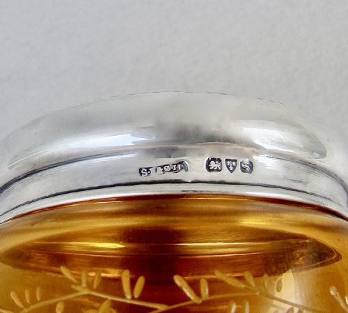 fig 2. ARTS & CRAFT SILVER & AMBER GLASS DRESSING TABLE JAR, CHESTER 1909
