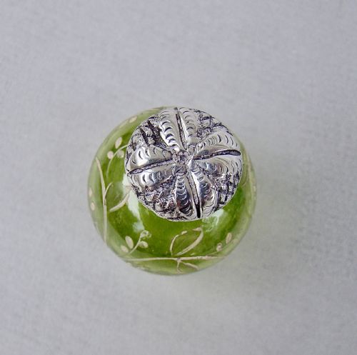 fig 2. CHARMING VICTORIAN SILVER MOUNTED GREEN MOSER GLASS SCENT BOTTLE, CIRCA 1890