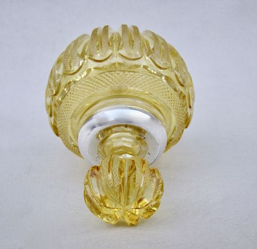 fig 1. FABULOUS VICTORIAN SILVER MOUNTED SLICED-CUT CITRINE GLASS SCENT BOTTLE, BIRMINGHAM 1897
