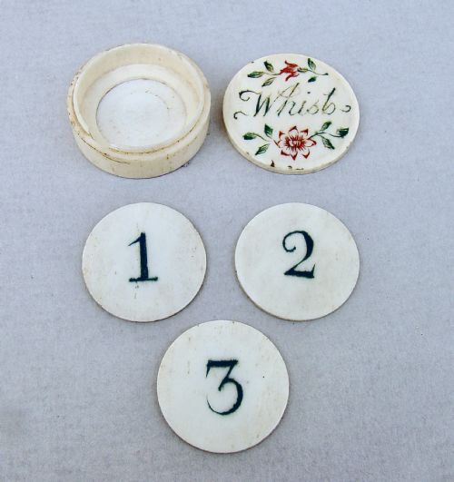 Rare and Exquisite Georgian Bone Whist Box Complete with Counters, Circa 1790

