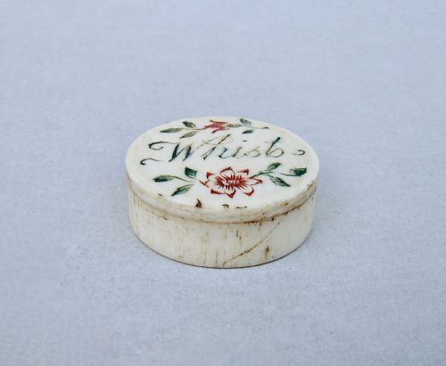 fig 2. RARE AND EXQUISITE GEORGIAN BONE WHIST BOX COMPLETE WITH COUNTERS, CIRCA 1790