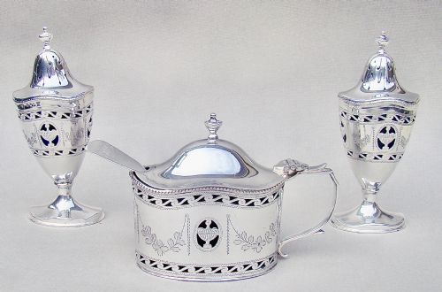 fig 1. ELEGANT GEORGIAN REVIVAL CONDIMENT SET BY WILLIAM COMYNS, LONDON 1934
