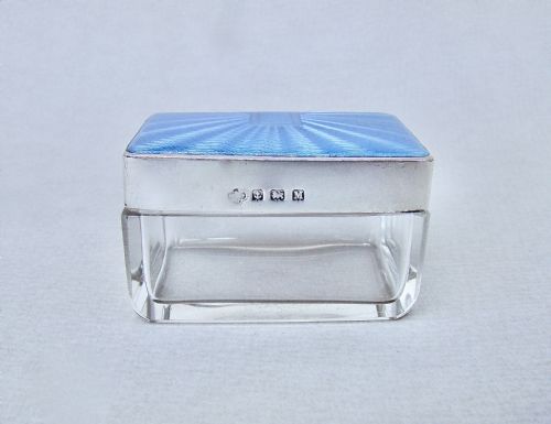 fig 2. ART DECO SILVER AND GUILLOCHE ENAMEL DRESSING TABLE JAR , BIRMINGHAM 1936