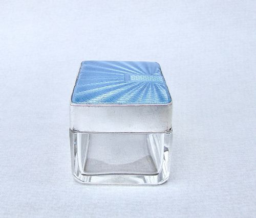 fig 3. ART DECO SILVER AND GUILLOCHE ENAMEL DRESSING TABLE JAR , BIRMINGHAM 1936