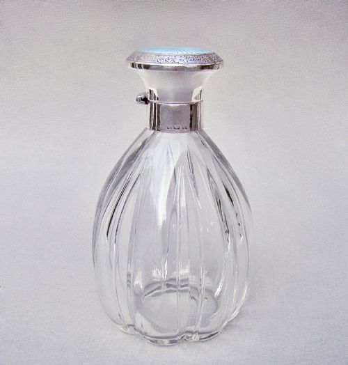 fig 2. FABULOUS ART DECO SILVER & GUILLOCHE ENAMEL SCENT BOTTLE, BIRMINGHAM 1929