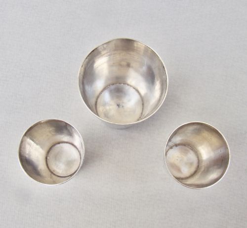 fig 3. RARE SET OF THREE MEIJI PERIOD JAPANESE SILVER SPIRIT MEASURES