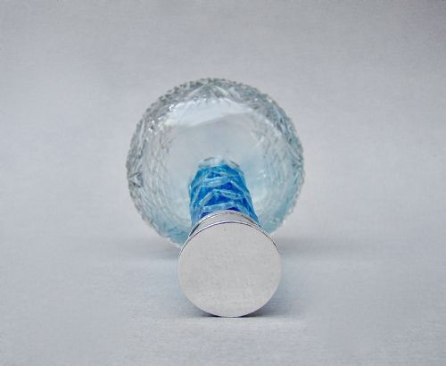fig 1. RARE VICTORIAN SILVER MOUNTED GRADUATED TURQUOISE CUT GLASS SCENT BOTTLE, CIRCA 1890