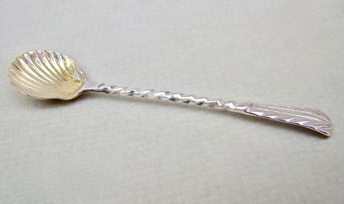 fig 1. EXQUISITE EARLY VICTORIAN SILVER CONDIMENT SPOON BY JOHN WILMIN FIGG, LONDON 1858