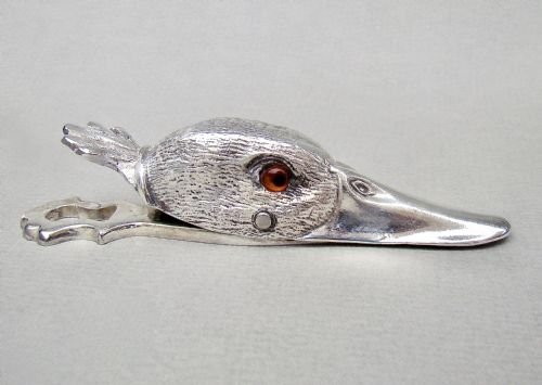 fig 1. NOVELTY SILVER PLATED DUCK HEAD PAPER CLIP, CIRCA 1920