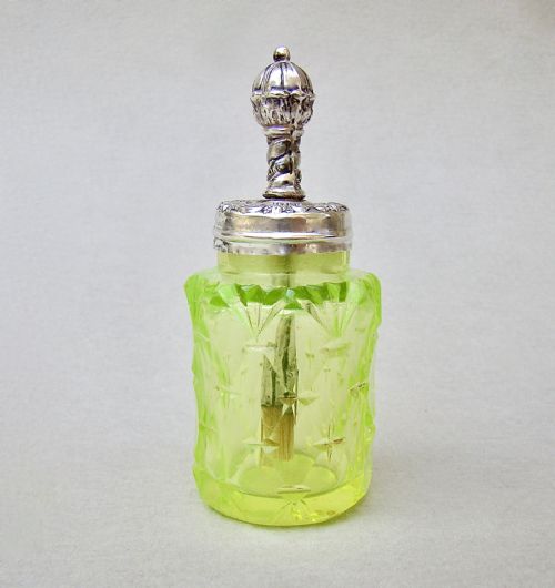 Unusual Victorian Sterling Silver Mounted Cut Glass Glue Pot, Circa 1890