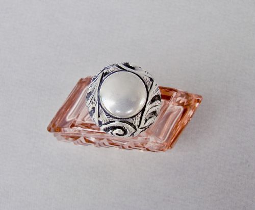 fig 2. RARE VICTORIAN SILVER & PEACH SLICED-CUT GLASS SCENT BOTTLE BY CHARLES MAY BIRMINGHAM 1898