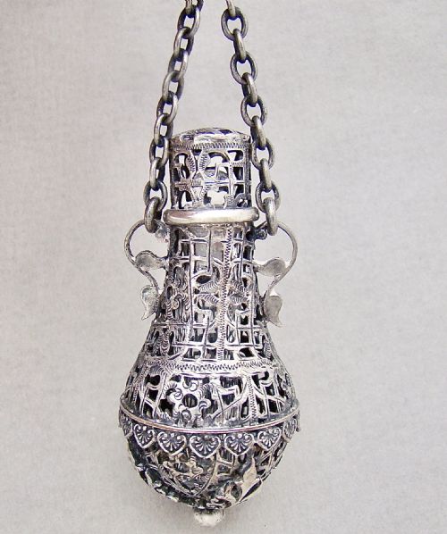 Rare Victorian Silver Cased Glass Chatelaine Scent Bottle, Circa 1880