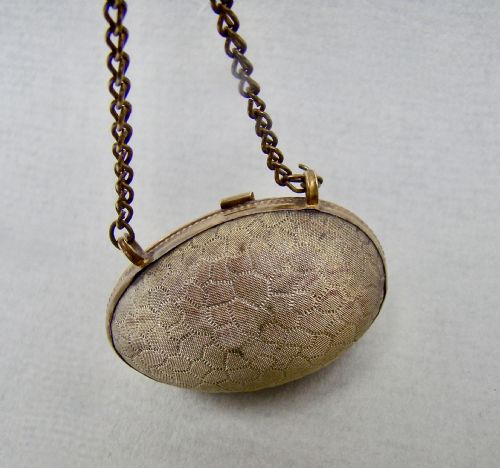 fig 3. EXQUISITE VICTORIAN SOLID SILVER THIMBLE CASED IN ORMULU CHATELAINE EGG-SHAPED HOLDER
