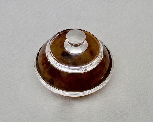 fig 2. ELEGANT ART DECO SILVER & TORTOISESHELL DRESSING TABLE JAR BY SAMUEL LEVI, BIRMINGHAM 1922