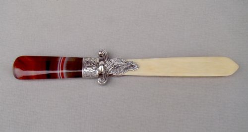 fig 2. DELIGHTFUL VICTORIAN SILVER AND AGATE LETTER OPENER BY CRISFORD AND NORRIS, BIRMINGHAM 1900