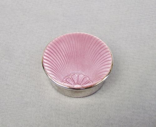 Art Deco Silver and Guilloche Enamel Pill Box by Turner & Simpson, Birmingham 1931