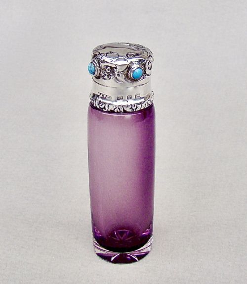 Exquisite Victorian Silver and Amethyst Glass Scent Bottle, Birmingham 1898