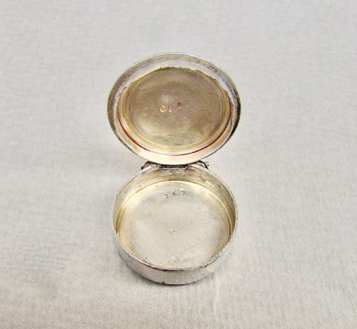fig 2. CONTINENTAL SILVER AND GUILLOCHE ENAMEL PILL BOX, CIRCA 1900