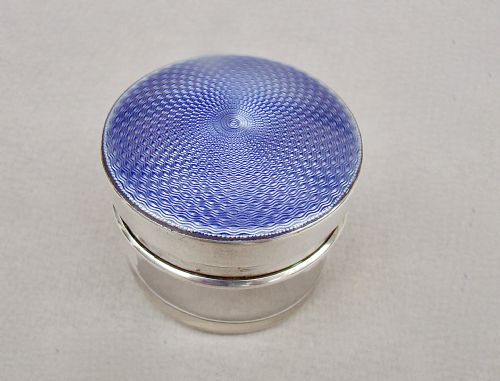 fig 1. EXQUISITE SILVER & GUILLOCHE ENAMEL SMALL DRESSING TABLE JAR BY HENRY MATTHEWS, BIRMINGHAM 1922
